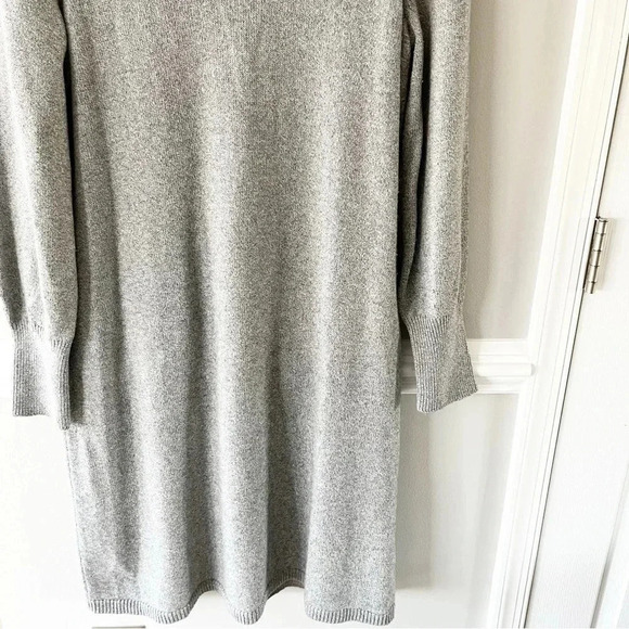 Talbots Poet Sleeve Gray V Neck Shimmer Sweater Dress Size Large - Picture 5 of 6